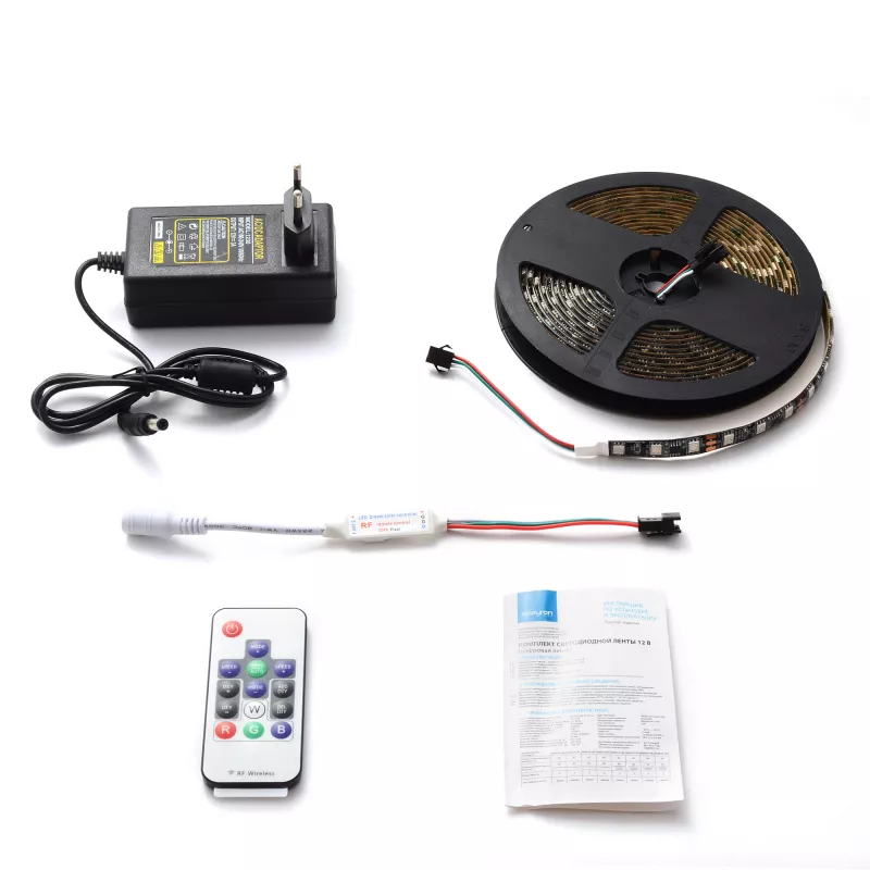 

Комплект цифровой светодиодной ленты Apeyron 12В 5050 14,4Вт/м RGB 5м IP65 87ЦЛ