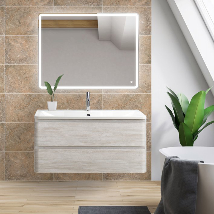 

Мебель для ванной комнаты BelBagno Albano 100 подвесная, rovere vintage bianco
