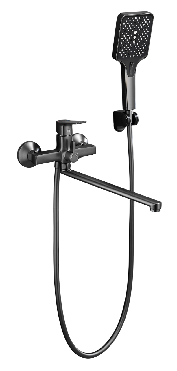 

Смеситель с длинным изливом для ванны BELZ B715 B22715-3 оружейная сталь