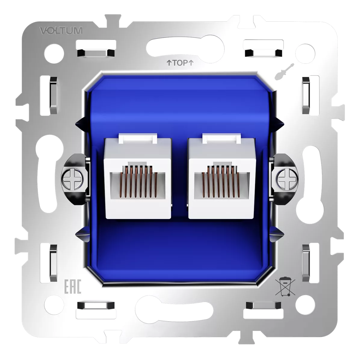 

Механизм розетки компьютерной двойной RJ45+RJ45 кат.6 Voltum S70 VLS0602M