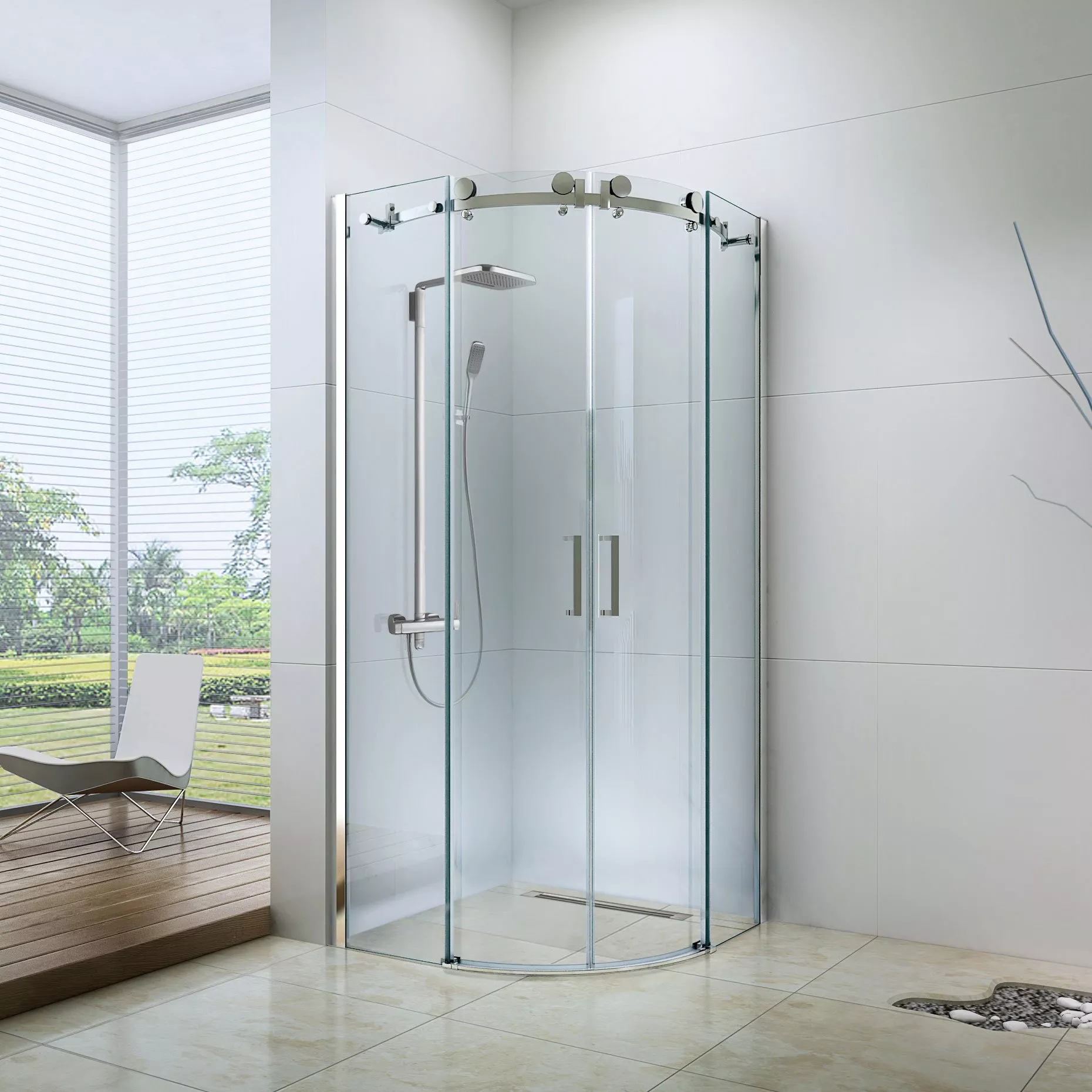 

Душевой уголок Berges Wasserhaus Gelios 90х90, профиль хром сильвер 061025