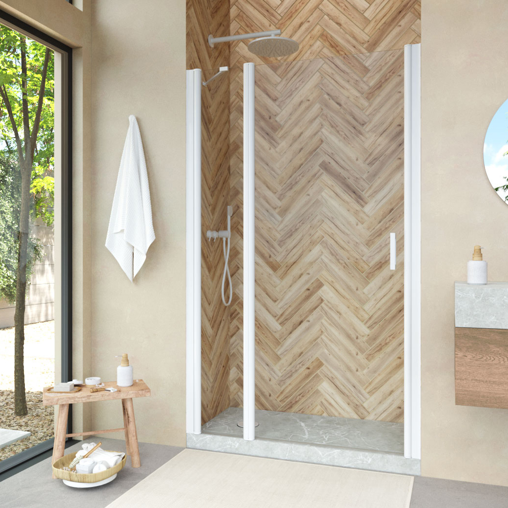 

Душевая дверь в нишу Vegas Glass EP-F-1 Novo 115 01 01 L профиль белый глянцевый, стекло прозрачное