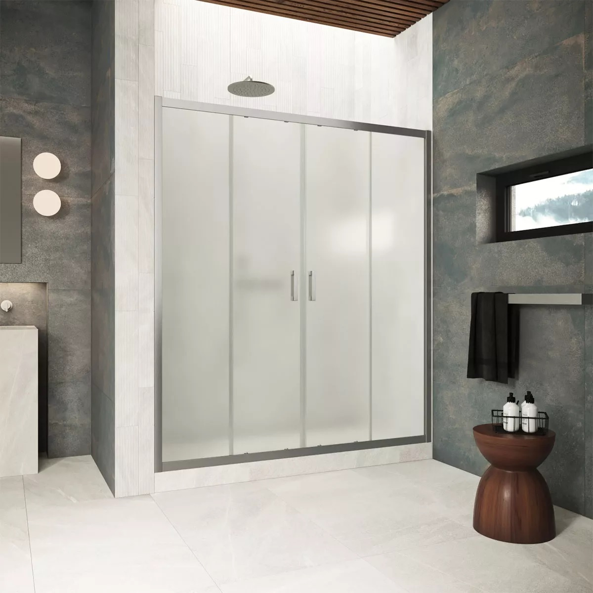 

Душевая дверь в нишу Vegas Glass Z2P Protec 150 11 10 профиль оржейная сталь, стекло сатин