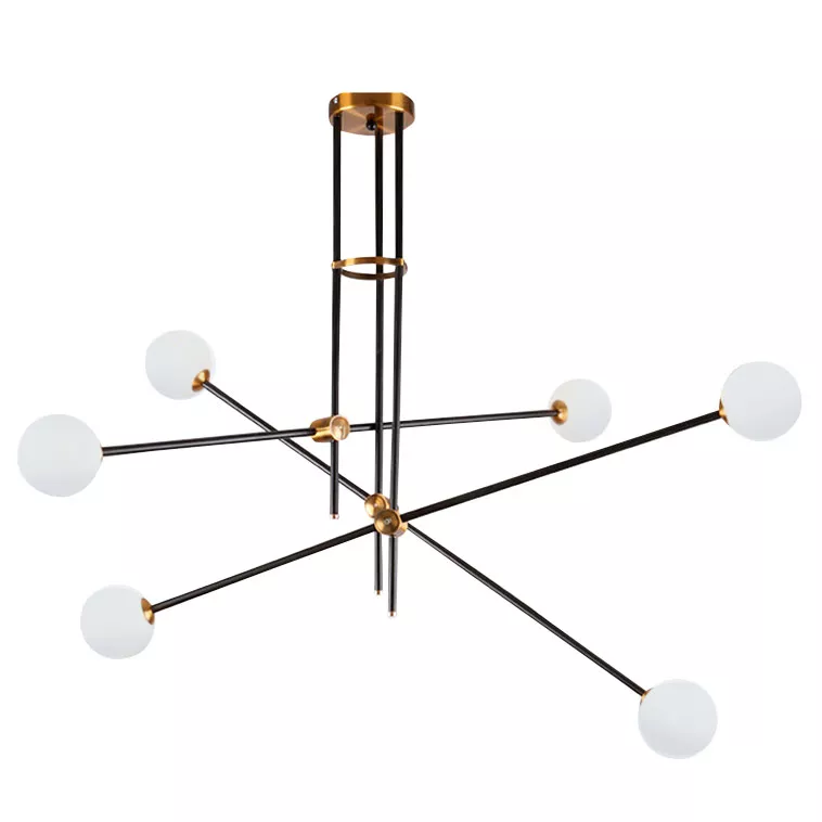 

Люстра на штанге Delight Collection Bistro Globe 9389P/6 black/gold