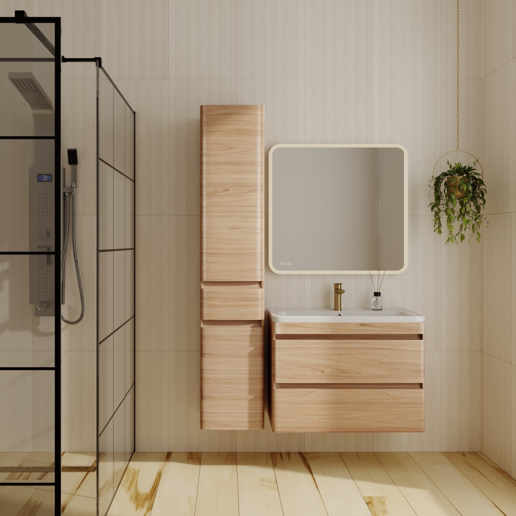 

Мебель для ванной комнаты Style Line Атлантика 80 Люкс Plus, подвесная, ясень перламутр