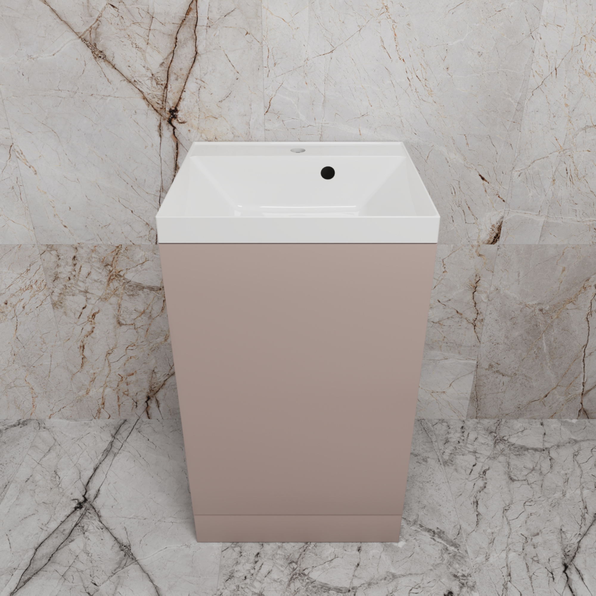 

Тумба с раковиной Style Line Моно 50 напольная, санд пудровый, раковина Asti 50 белая