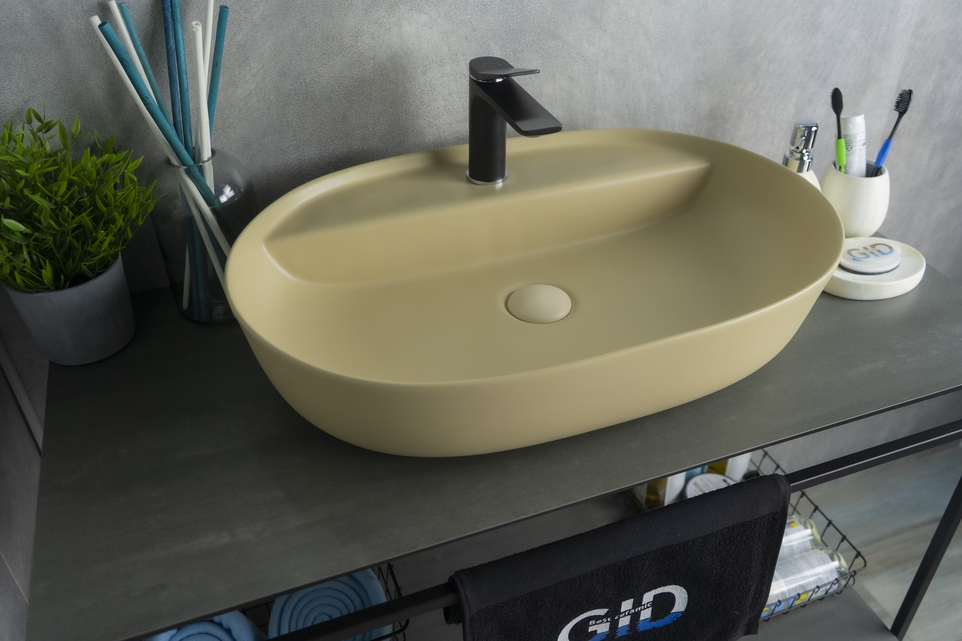 

Накладная раковина Gid 61 Sr1346 бежевая матовая