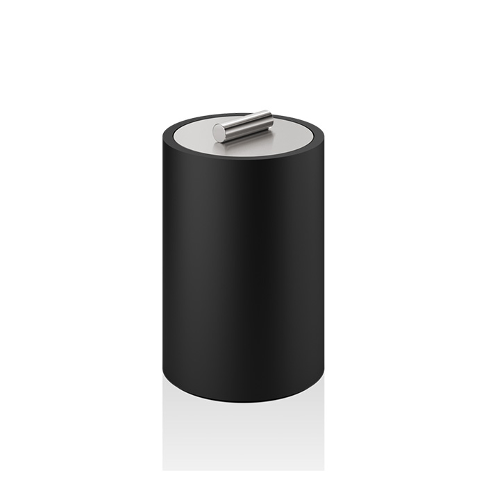 

DECOR WALTHER (STONE DMD L) Контейнер настольный большой универсальный с крышкой,16,5 X Ø 10 см, композит черный матовый/сталь матовая