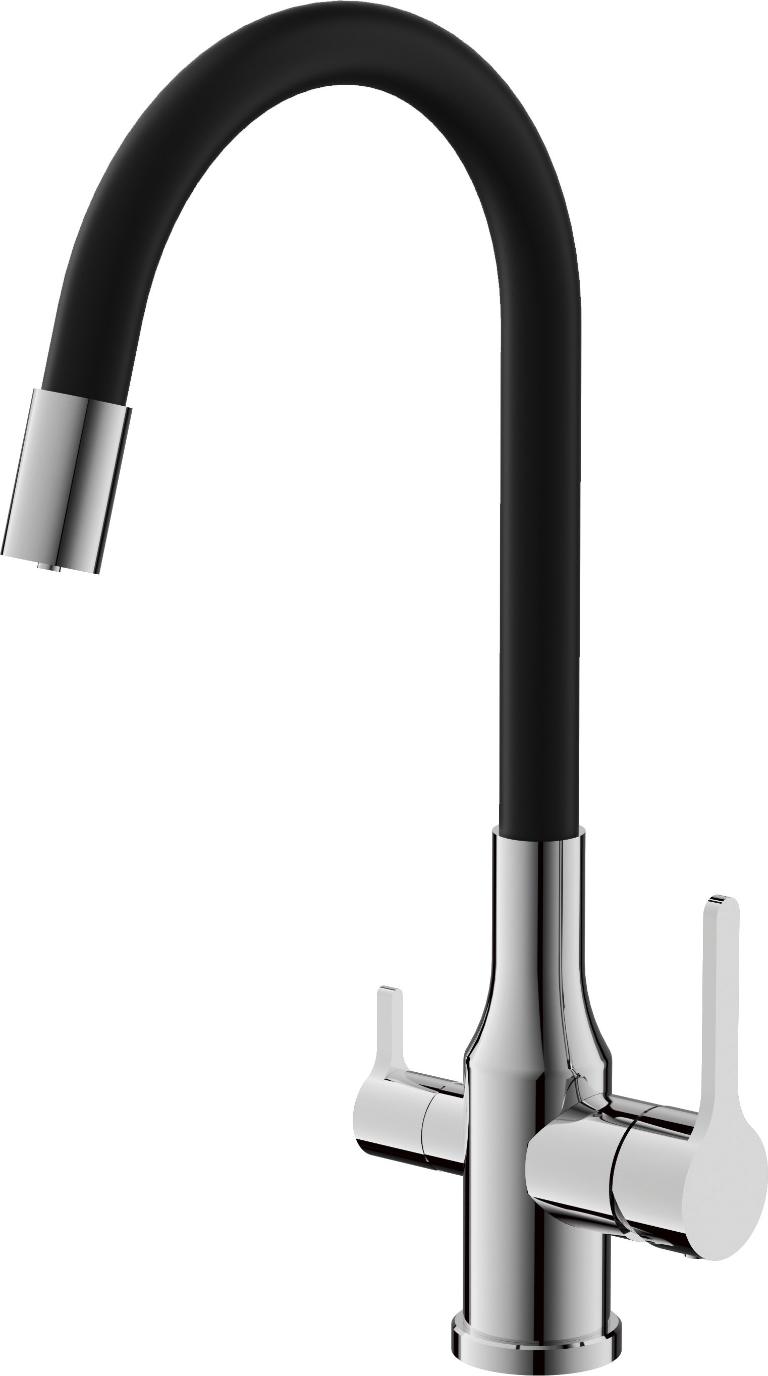 

Смеситель для кухни BELZ B814 B76814 с гибким изливом, хром, черный