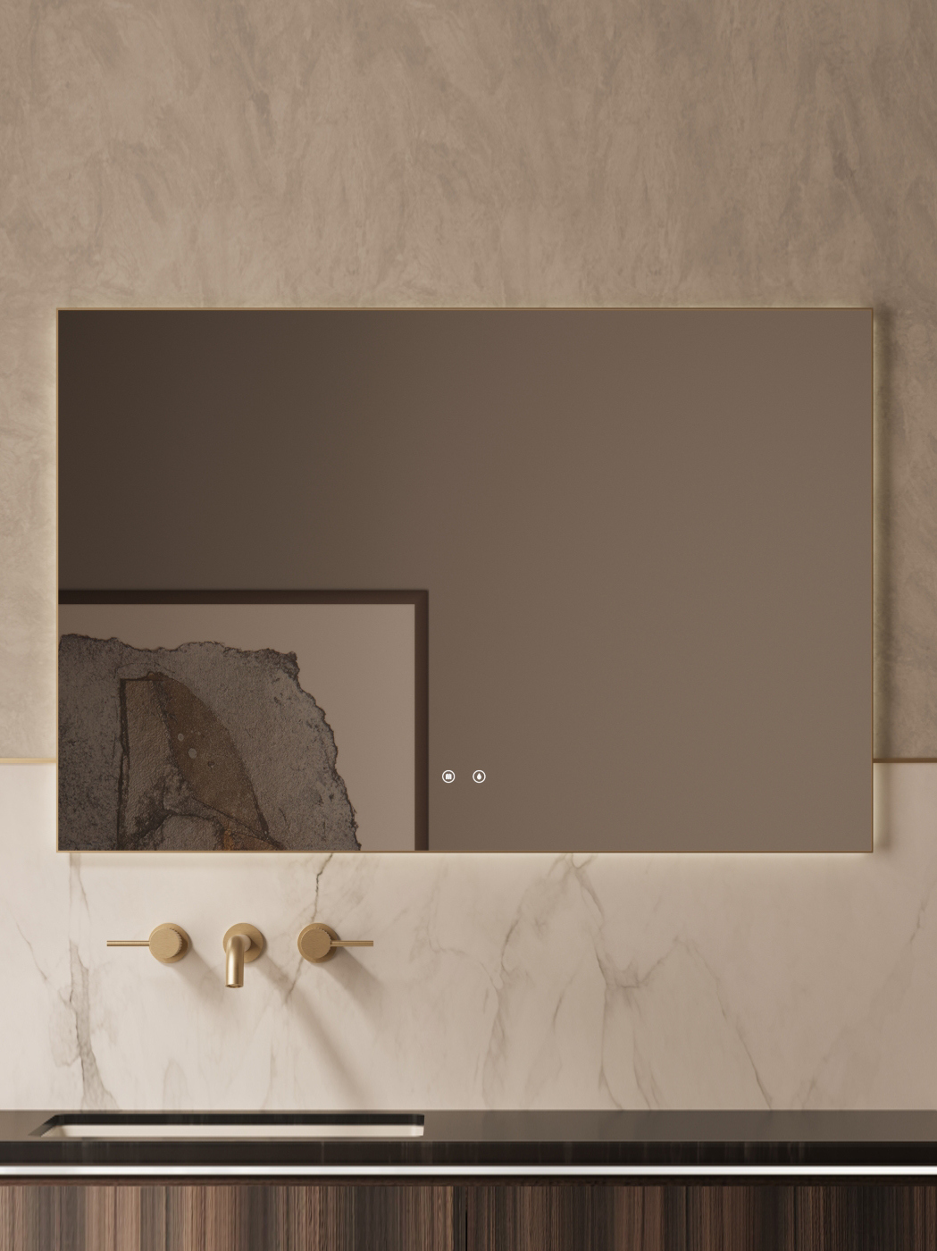 Зеркало Vincea VLM-4F120BG-2 120x80 с подсветкой и антизапотевателем брашированное золото 27520₽