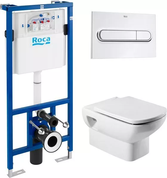 Комплект Система инсталляции для унитазов Roca DUPLO WC 890090020 + Кнопка смыва Roca PL1 Dual хром + Крышка-сиденье Roca Dama Senso, цвет белый - фото 1