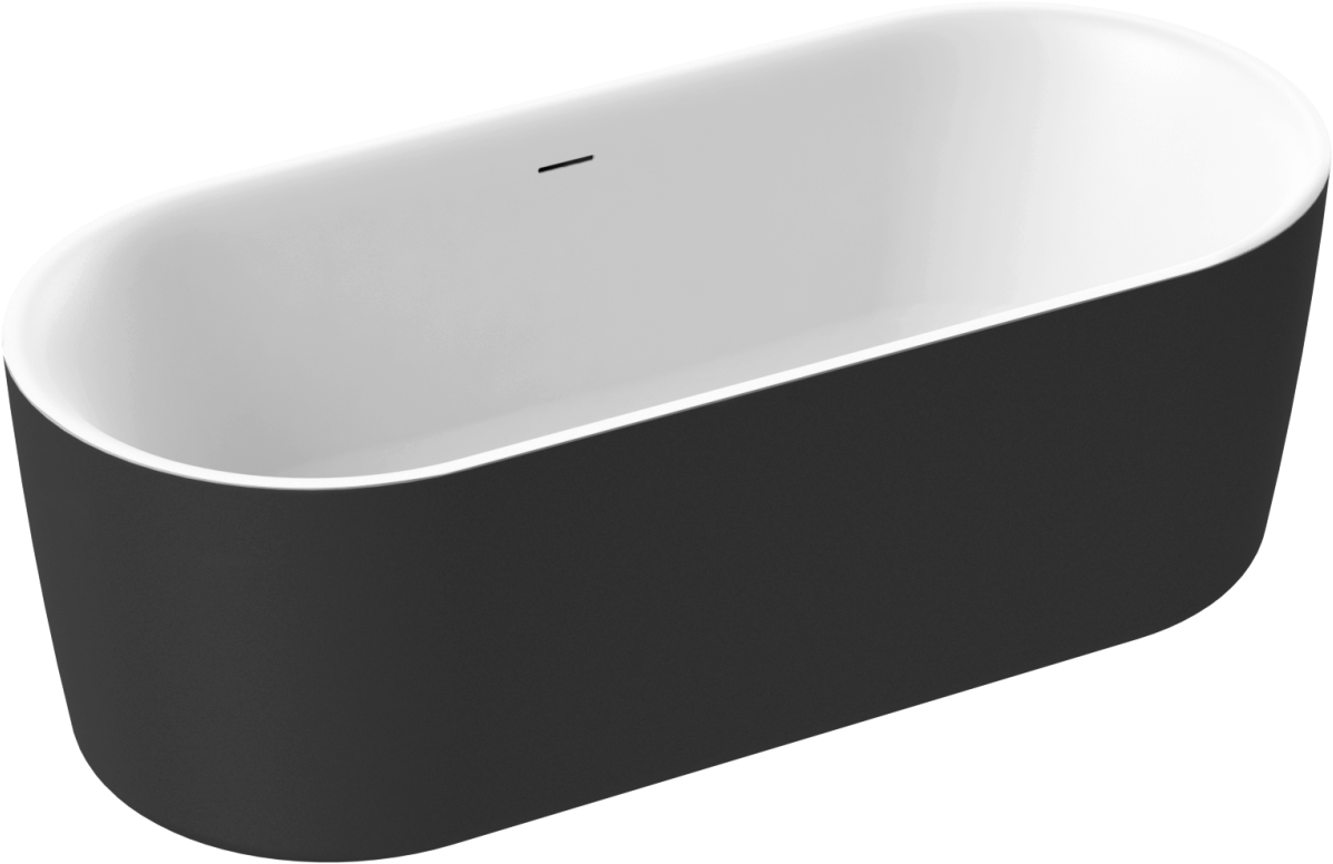 

Акриловая ванна Cezares Metauro METAURO-INT-Central-180-80-60-B-W-MATT 180x80 см, отдельностоящая, черная матовая, овальная, вклеенный каркас, со сливом-переливом, с донным клапаном