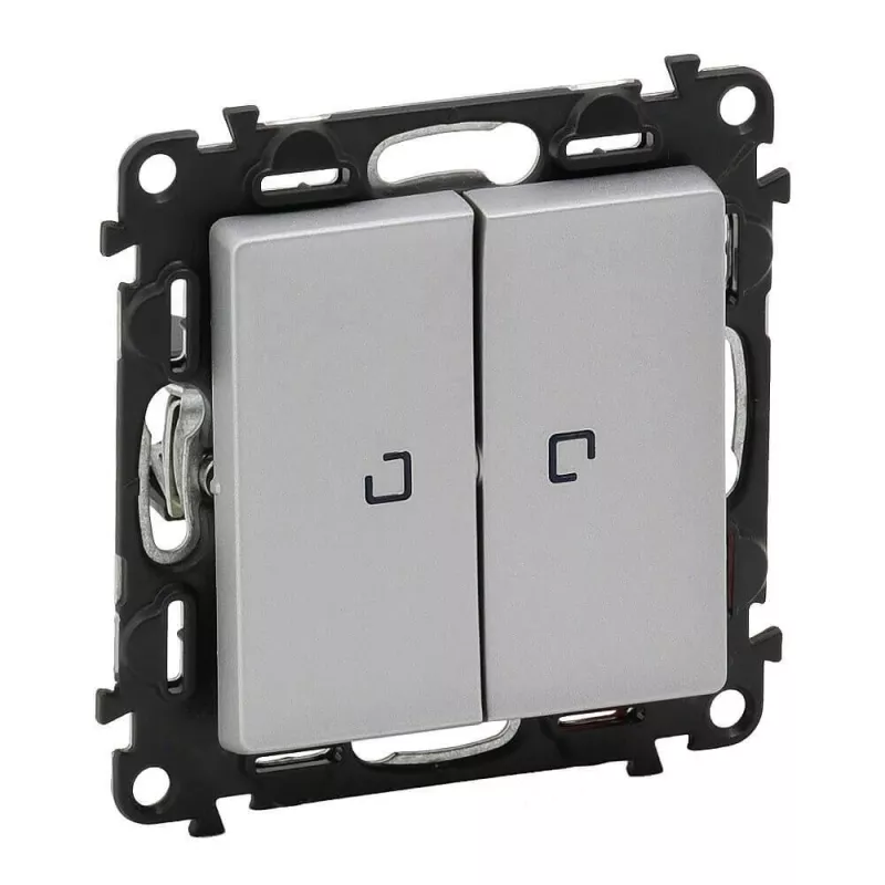 

Выключатель двухклавишный Legrand Valena Life 10A 250V с подсветкой алюминий 752628