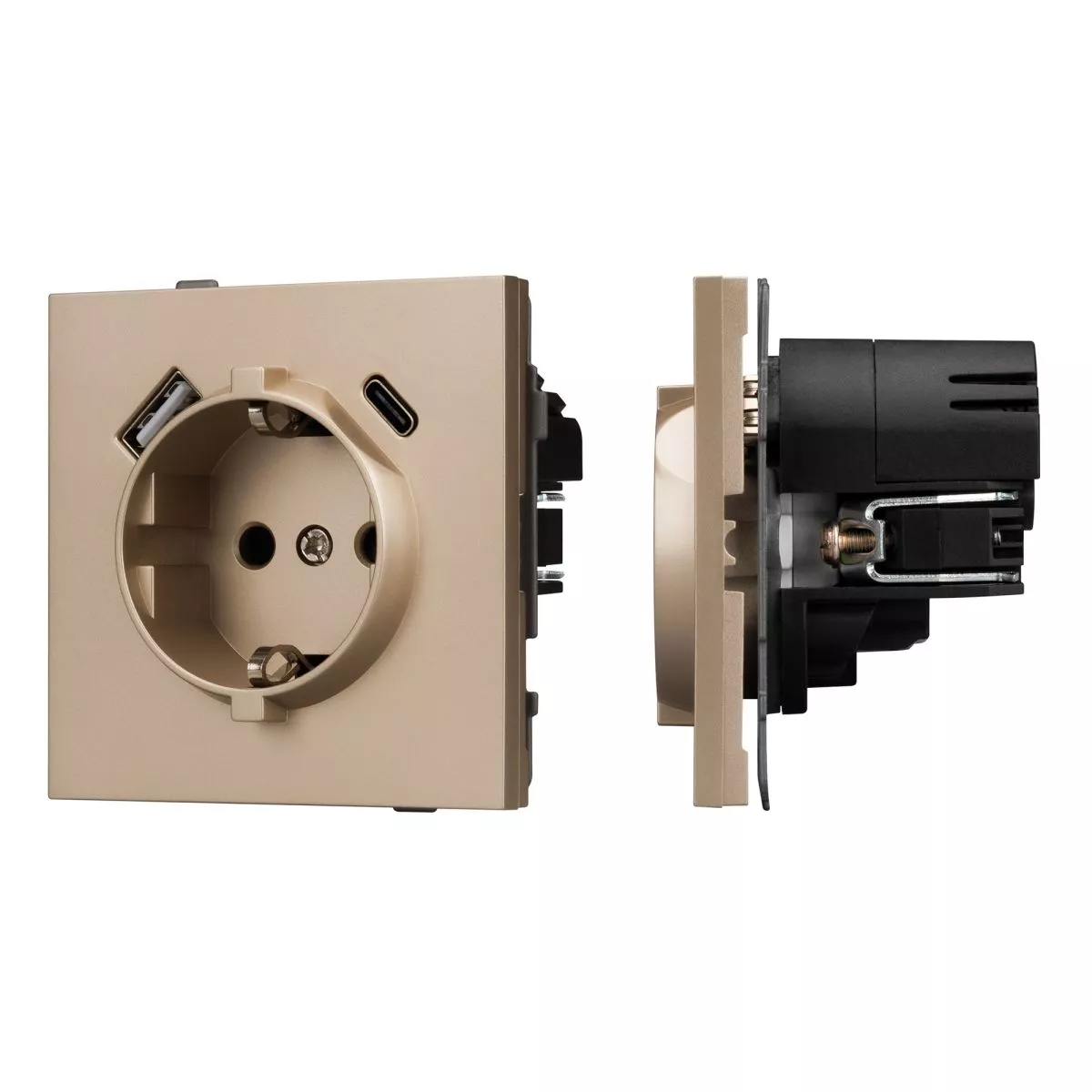 

Механизм розетки с USB зарядкой Arlight SCT-TENDO-MUAC-PL-GD (230V, 16A) 054089