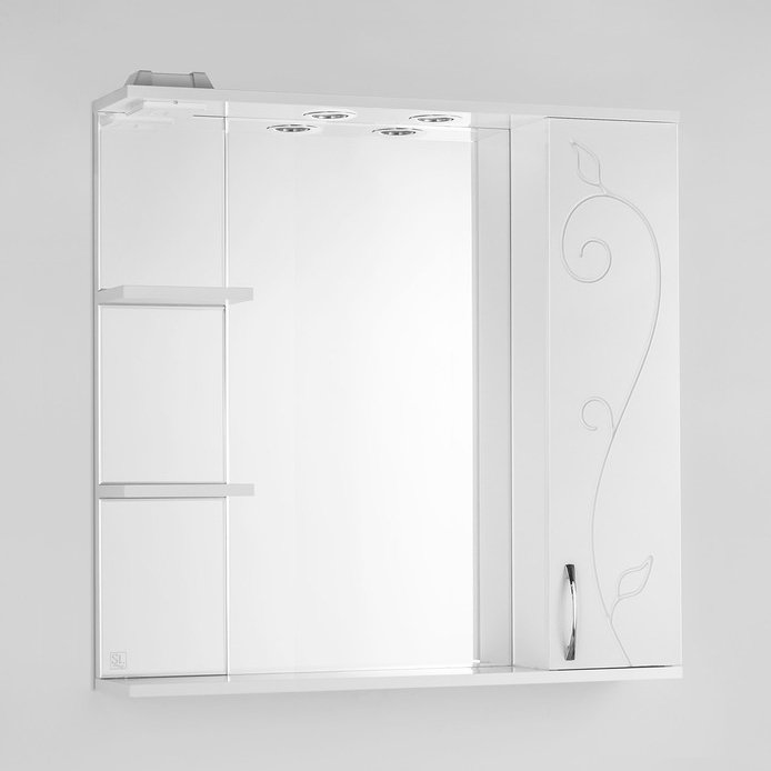 Купить Зеркало-шкаф Style Line Панда 80 см (ЛС-00000080), шкаф-зеркало, белый