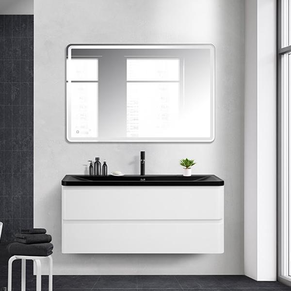 

Мебель для ванной комнаты BelBagno Albano 120 подвесная, bianco lucido, черная матовая раковина