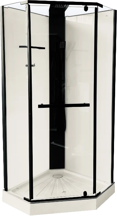 Душевая кабина Parly Chika 90х90 черная стекло прозрачное