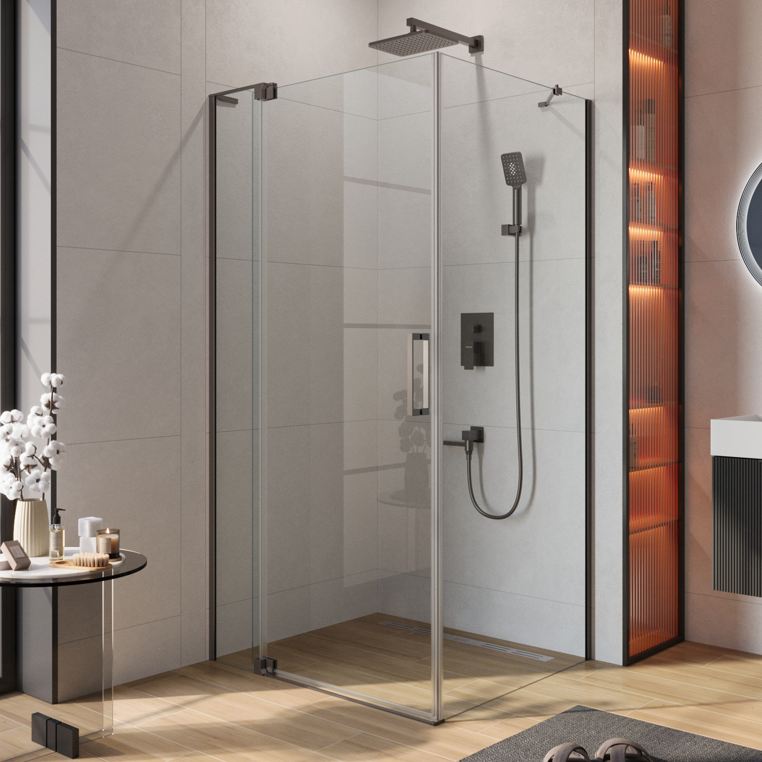 

Душевой уголок Cezares Slider AH 1 90-90/100 C GM профиль оружейная сталь, стекло прозрачное