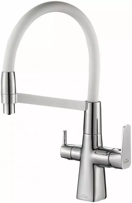 

Смеситель для кухни Steel Hammer SH 818-8 CR с гибким изливом и подключением к фильтру хром, белый