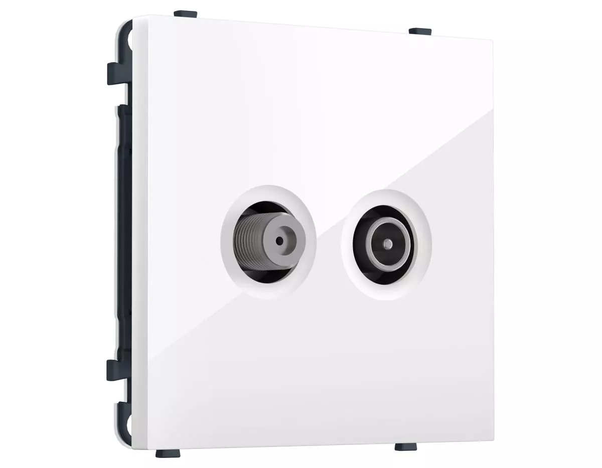 Комплект механизма розетки TV оконечной + SAT SIGMA Белый глянец 5-862MHz 3.5dB/950-2150MHz 3.8dB QUANT PRO Ambrella Volt MS113310 (SP1133, PR217)