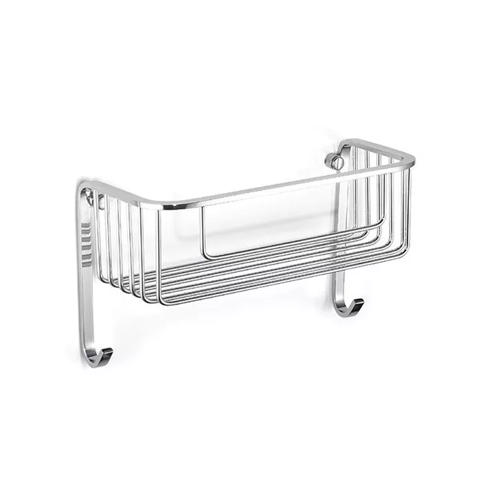 

Bertocci Complementi Полка-решетка для душа 26х8,5х12 см с двумя крючками, цвет: хром