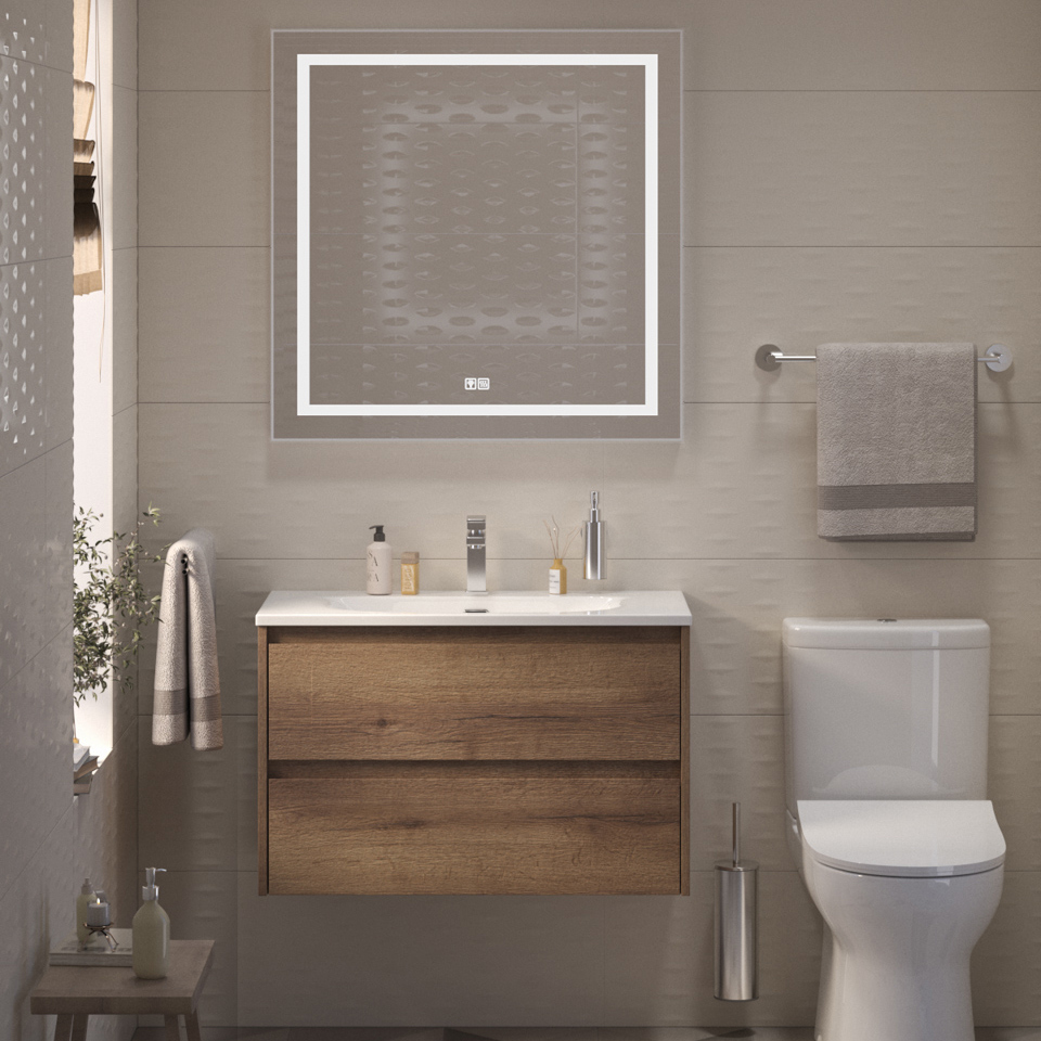 

Мебель для ванной комнаты BelBagno Kraft 39 80 rovere tabacco, раковина BB-8099-3-80