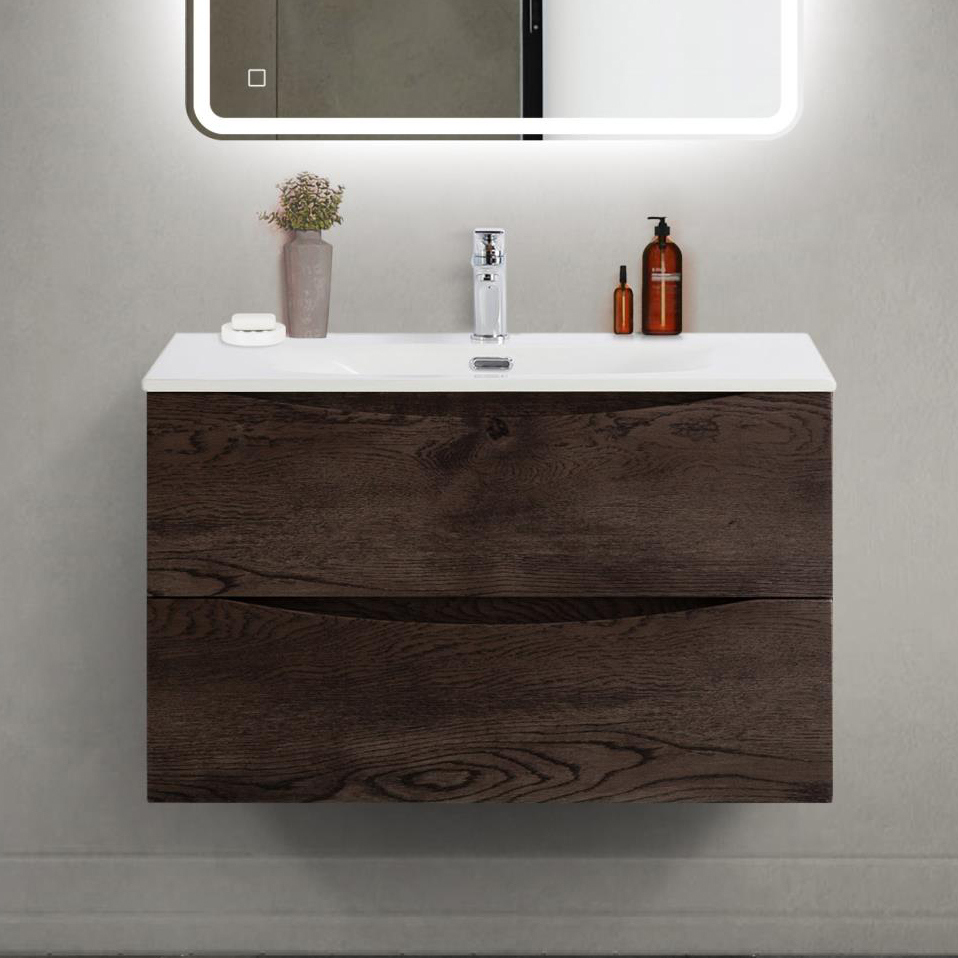 

Тумба с раковиной BelBagno Marino-cer-mini 80 подвесная, rovere nature grigio