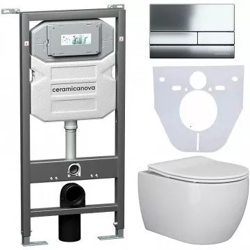 

Комплект Унитаз подвесной Ceramicanova Play CN3001 безободковый, с микролифтом + Инсталляция Envision CN1002CH + Кнопка Flat, хром