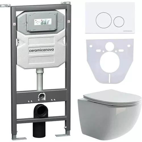 

Комплект Унитаз подвесной Ceramicanova Forma CN3009 безободковый, с микролифтом + Инсталляция Envision CN1001W + Кнопка Round, белая