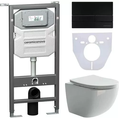 

Комплект Унитаз подвесной Ceramicanova Forma CN3009 безободковый, с микролифтом + Инсталляция Envision CN1002B + Кнопка Flat, черная матовая