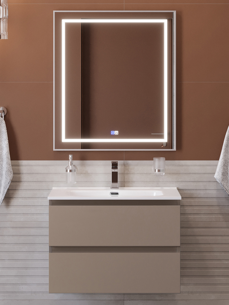 

Мебель для ванной комнаты BelBagno Kraft 39 70 подвесная, матовая бежевая, раковина bb700/390etl