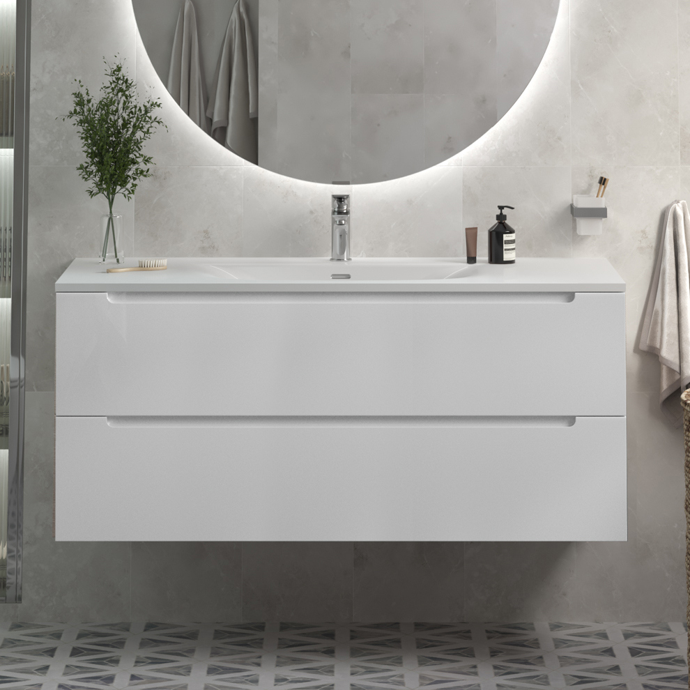 

Тумба с раковиной BelBagno Etna 120 bianco lucido, раковина BB-8099-120