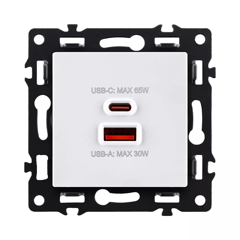 Розетка USB A+C 65W, белый Kollinger Asthetik AS-024WH