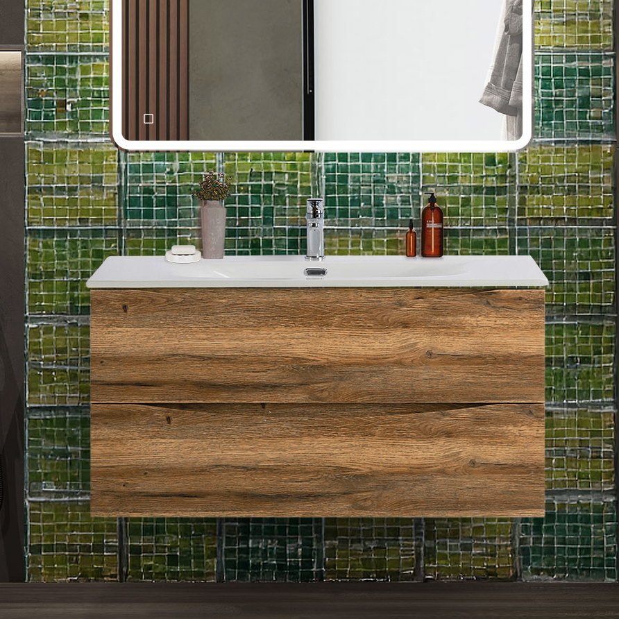 

Тумба под раковину без столешницы BelBagno Marino-cer-n 100 подвесная, rovere rustico