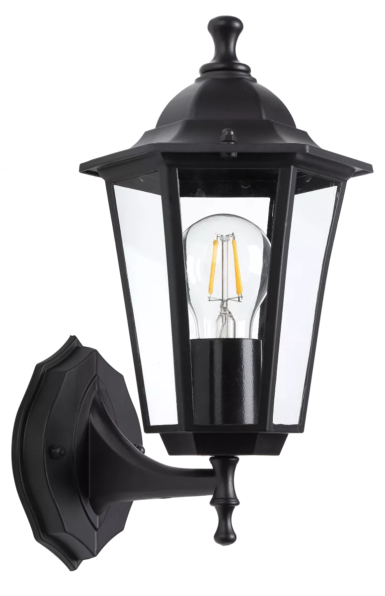 

Уличный настенный светильник ЭРА Веледа GBW-104-BL-0360 230В Е27 IP54 чёрный вверх Б0071476