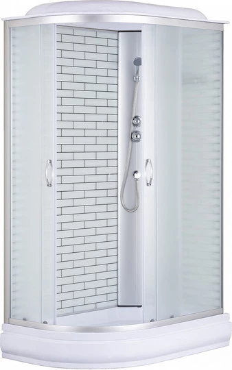 

Душевая кабина Loranto Sunway 120х80 хром с кирпичным узором стекло матовое