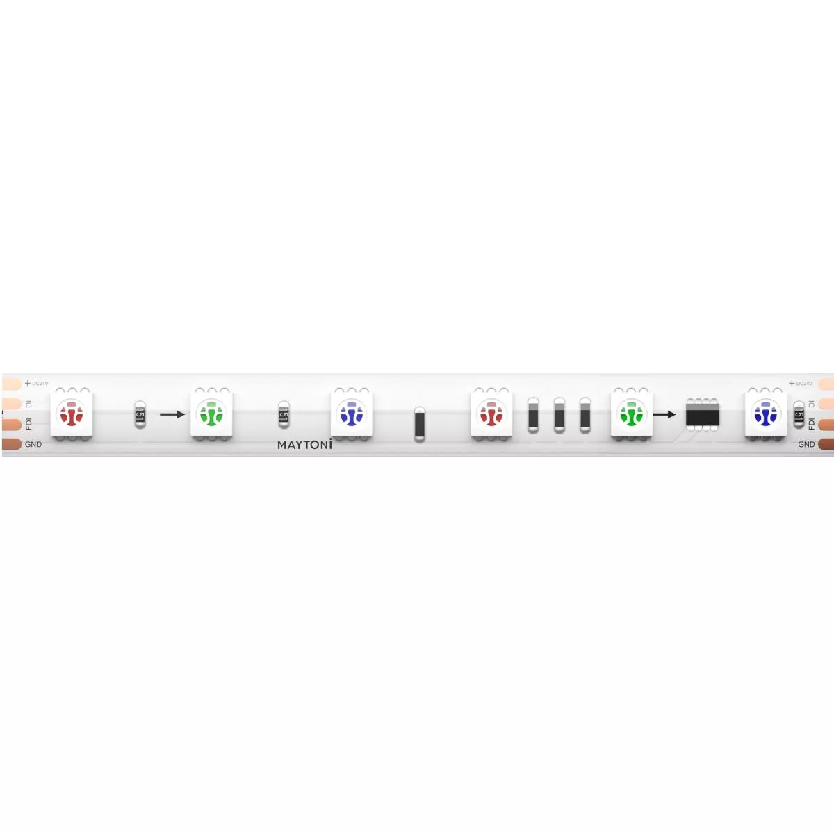 

Светодиодная лента Maytoni Led Strip 24В 5050 14,4Вт/м RGB 5м IP67 201248