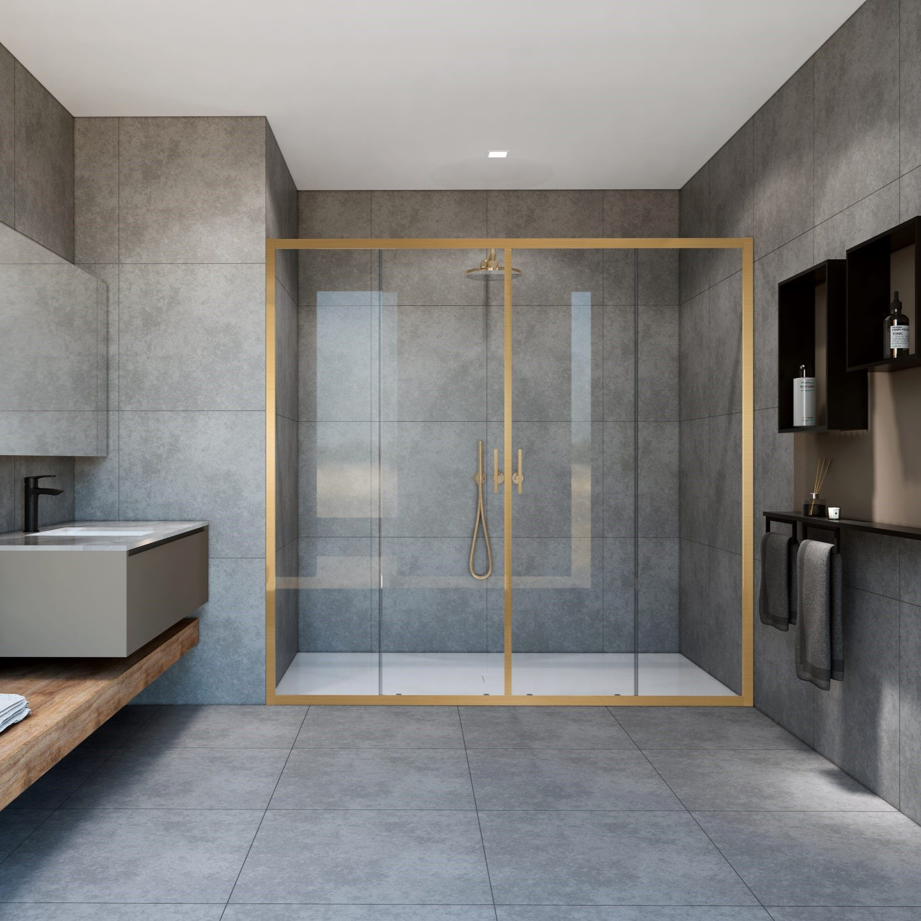 

Душевая дверь Vincea Garda VDS-1G2170CLG, 1700, брашированное золото, стекло прозрачное