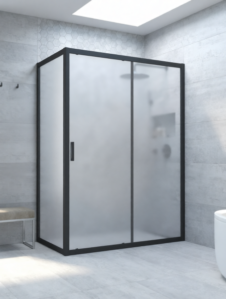 

Душевой уголок Vegas Glass ZP+ZPV Novo h2000 140*90 02М 10 профиль матовый черный, стекло сатин
