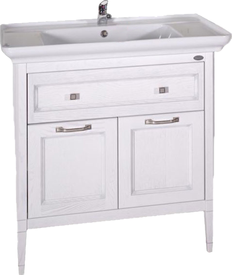 

Тумба под раковину без столешницы ASB-Woodline Гранда 85 белая, патина серебро