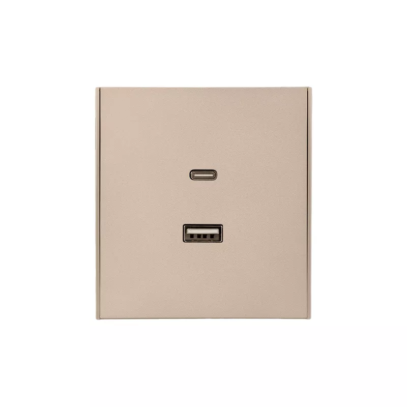 Розетка STRONG USB-A+Type-C 3А с функцией быстрой зарядки шелк KRANZ KR-78-0734-8