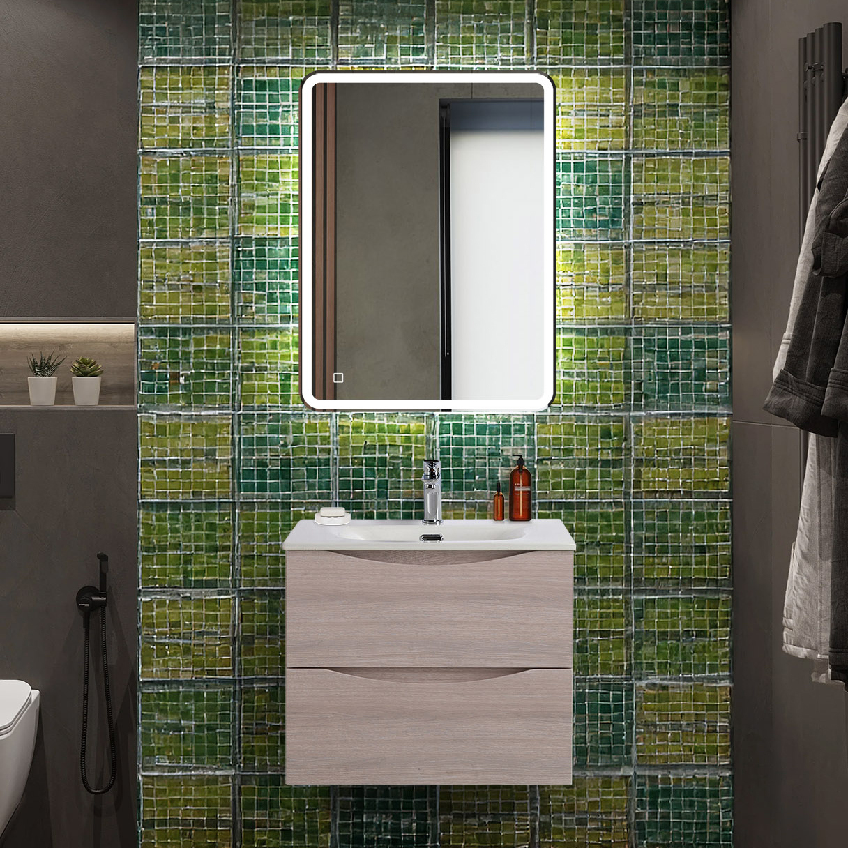 

Мебель для ванной комнаты BelBagno Marino-cer-n 60 подвесная, rovere grigio