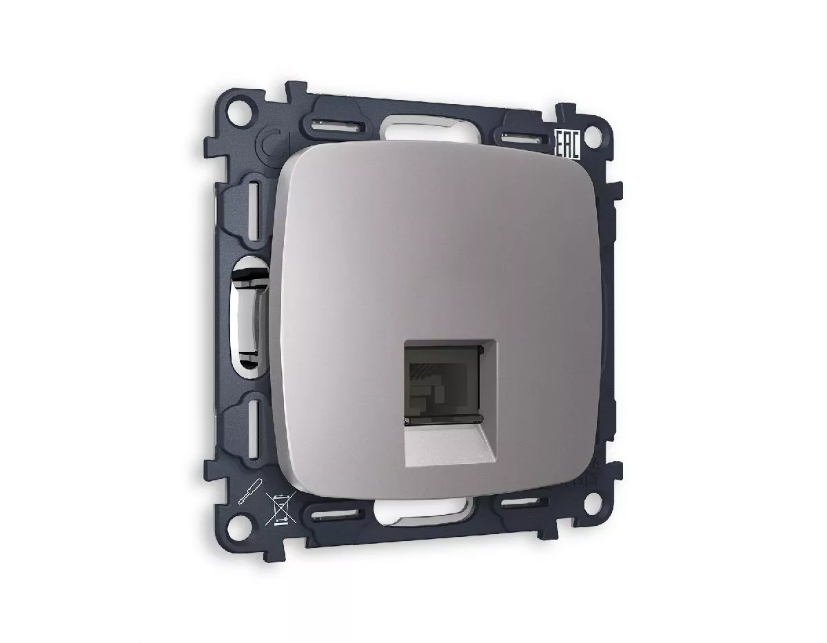 

Комплект механизма компьютерной розетки RJ-45(8P8C) CAT6 со шторкой Ambrella Volt Omega MO512010