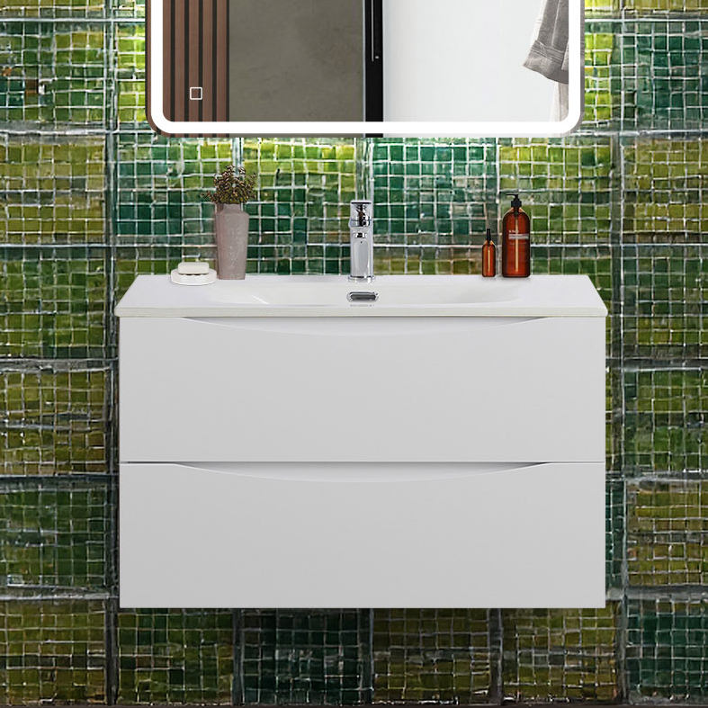 

Тумба с раковиной BelBagno Marino-cer-n 80 подвесная, bianco opaco