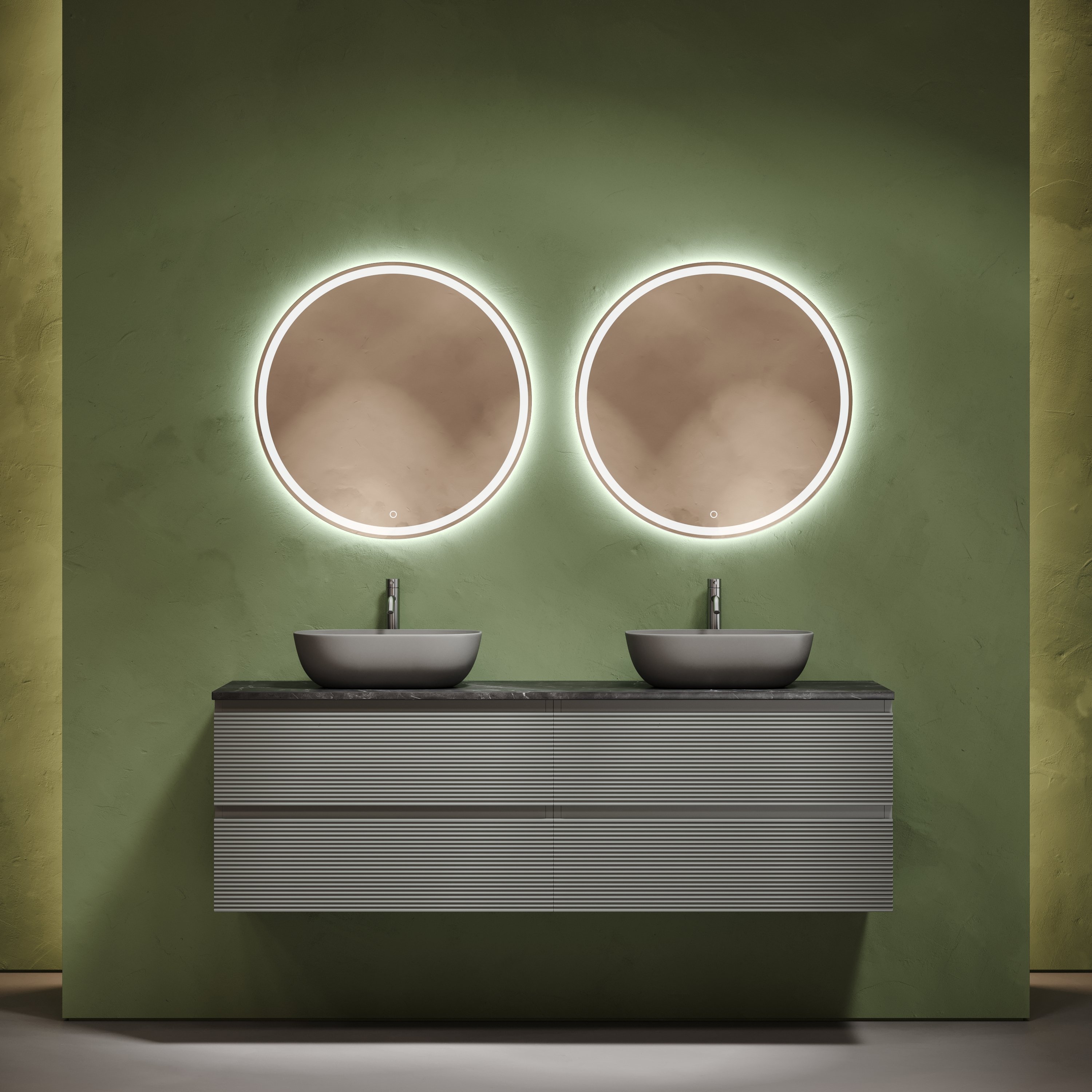 

Мебель для ванной комнаты Sancos Folk 160 ergraut soft, столешница черный мрамор TT160A1X, раковина CN6009MH