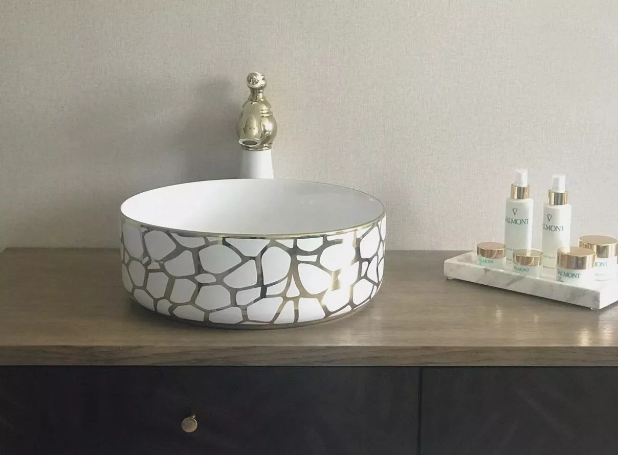 

Накладная раковина Gid Luxe line 36 белая, золото