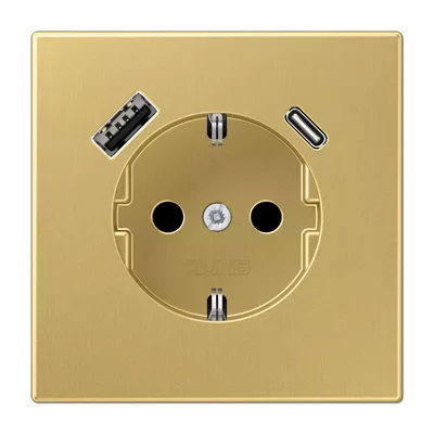 

Розетка SCHUKO с USB-зарядным устройством, тип A + тип С; латунь Classic Jung ME1520-15CAC