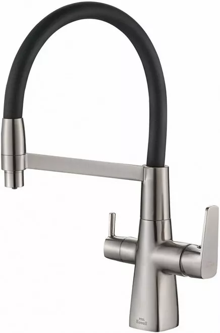 

Смеситель для кухни Steel Hammer SH 818-6 Black Cr с гибким изливом и подключением к фильтру хром, сатин