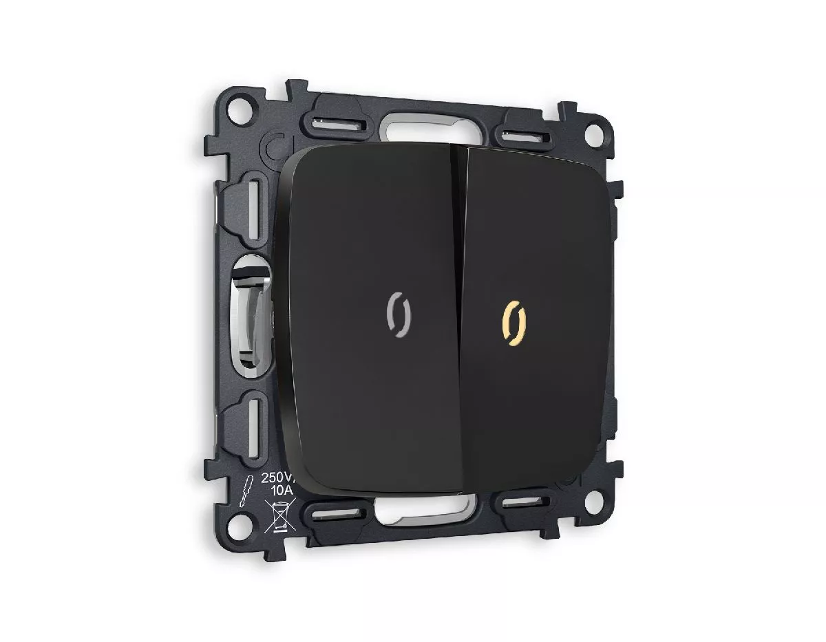 

Комплект механизма 2-кл проходного выключателя с подсветкой Ambrella Volt Omega MO804030
