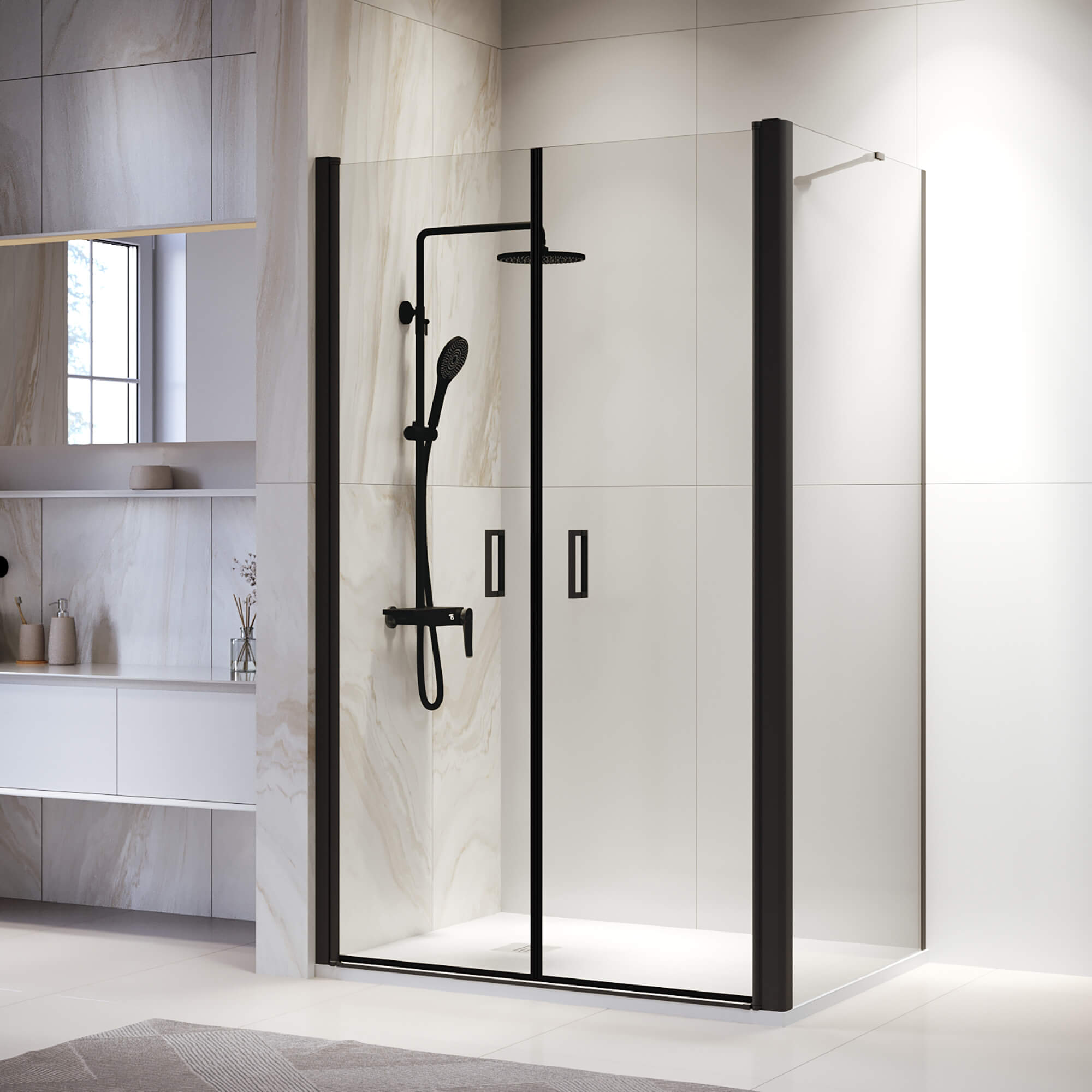 

Душевой уголок RGW Passage PA-144B 70х80 060814478-14 профиль черный, стекло прозрачное